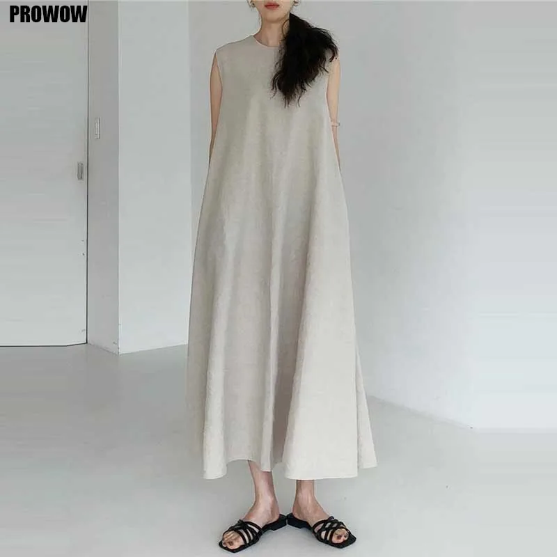 Plus Size Cotton Linen Dress Women'S Korean Summer Fashion Loose One-Piece Dress 2020 Ladies Sleeveless Chic Holiday Beach Dress
Plus Size Cotton Linen Dress Women'S Korean Summer Fashion Loose One-Piece Dress 2020 Ladies Sleeveless Chic Holiday Beach Dress