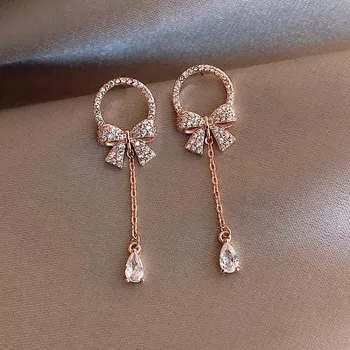 New Fashion Trendy Water Drop Women Dangle Earrings Bow Tassel Earrings Korean Earrings Zircon Long Jewelry Gifts
New Fashion Trendy Water Drop Women Dangle Earrings Bow Tassel Earrings Korean Earrings Zircon Long Jewelry Gifts