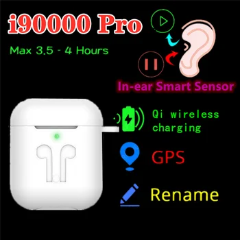 

New i90000 pro tws 1:1 Blutooth Earphones 8D Stereo Earbuds with GPS Rename Headsets Wireless charge PK I12 i200 i9000 i500 tws