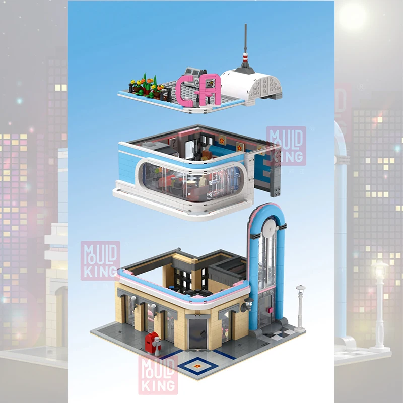 MOC-32566 Creator Expert City Street View California restaurant Building Blocks Bricks lepins Educational toys for Children Gift