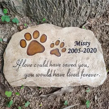

Pet Stones Personalized Paw Print Dog Cat Memorial Stones Stepping Stones Outdoors or Indoors for Garden Backyard Grave Markers