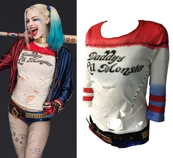 Halloween Movie Harley Quinn Costume T-Shirt Daddy's Lil Monster T-Shirt Cosplay Costumes With Hole Fashion women's clothing
Halloween Movie Harley Quinn Costume T-Shirt Daddy's Lil Monster T-Shirt Cosplay Costumes With Hole Fashion women's clothing