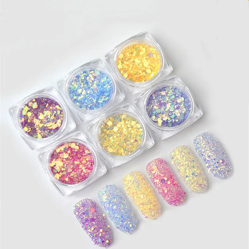 6-color light onion powder Symphony glitter glitter glitter powder Color change sequin size mixed bottle
6-color light onion powder Symphony glitter glitter glitter powder Color change sequin size mixed bottle