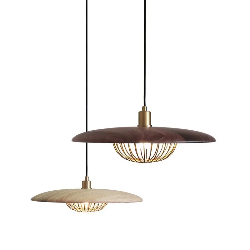 Modern UFO Pendant Light Dining Room Kitchen Restaurant Pendant Lamp Wood Texture Metal Pendant Light Loft Vintage Lights (3)