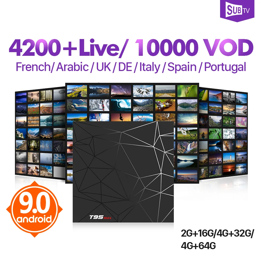 SUBTV IPTV France Arabic Portugal Italy IP TV T95 Max Android 9.0 TV Box 1 Year UK Germany Turkey Spain Canada France IPTV Box
SUBTV IPTV France Arabic Portugal Italy IP TV T95 Max Android 9.0 TV Box 1 Year UK Germany Turkey Spain Canada France IPTV Box