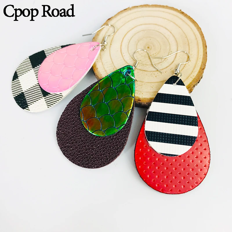 Cpop Glitter Double Layers PU Leather Earrings Zebra Fish Scales Water Drop Earrings Fashion Jewelry Women Accessories Hot Gift 
Cpop Glitter Double Layers PU Leather Earrings Zebra Fish Scales Water Drop Earrings Fashion Jewelry Women Accessories Hot Gift