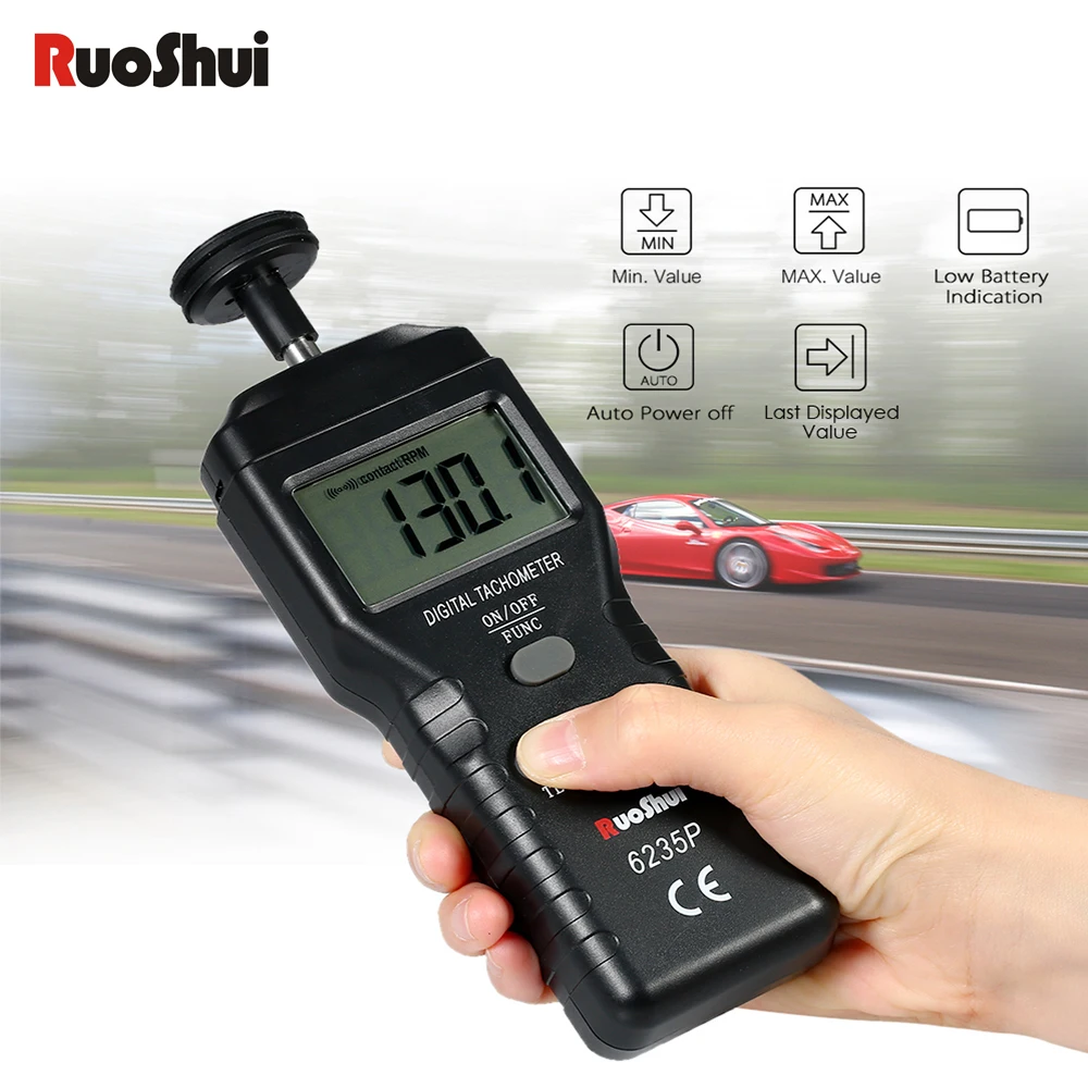 RuoShui 6235P Digital Tachometer Contact Tach tool sensor handheld speed meter auto Measure Engine Rang 0.5~19999rpm tacometro
RuoShui 6235P Digital Tachometer Contact Tach tool sensor handheld speed meter auto Measure Engine Rang 0.5~19999rpm tacometro