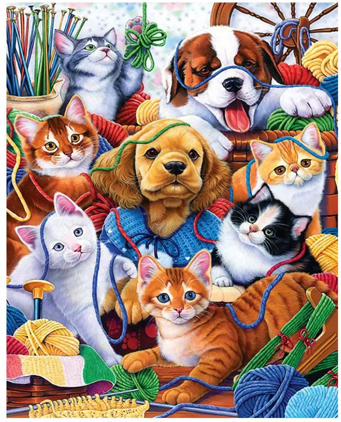 5d полная Алмазная вышивка картина собака кошки животные мозаика Гобеленовая
