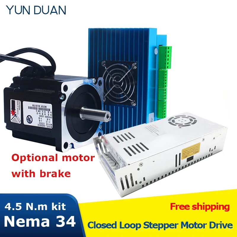 Nema34 4.5NM Stepper Motor Drive 400W Power Supply Kit Hybrid Easy Servo 4.5Nm Closed Loop Stepper Motor with Brake for Z Axis
Nema34 4.5NM Stepper Motor Drive 400W Power Supply Kit Hybrid Easy Servo 4.5Nm Closed Loop Stepper Motor with Brake for Z Axis