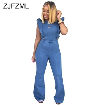 Plus Size Casual Denim Jumpsuits Women Blue Butterfly Sleeve Backless Bandage Romper Summer Sleeveless Zipper Up Party Overall
Plus Size Casual Denim Jumpsuits Women Blue Butterfly Sleeve Backless Bandage Romper Summer Sleeveless Zipper Up Party Overall