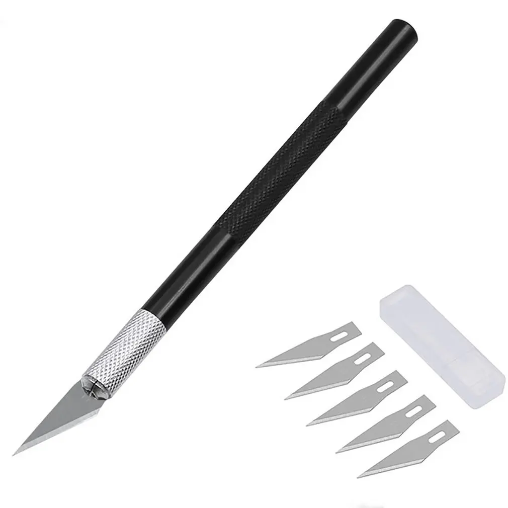 Non-Slip Metal Scalpel Knife Tools Kit Cutter Engraving Craft knives + 5pcs Blades Mobile Phone PCB DIY Repair Hand Tools
Non-Slip Metal Scalpel Knife Tools Kit Cutter Engraving Craft knives + 5pcs Blades Mobile Phone PCB DIY Repair Hand Tools