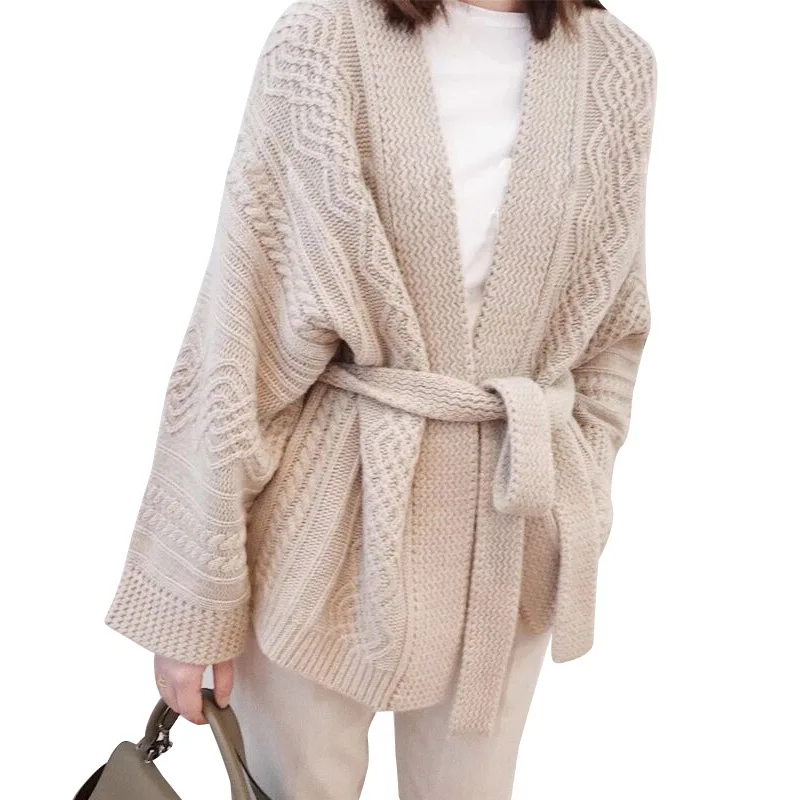 Fall Winter 2020 Twist Cashmere Lazy Sweater Jacket Coats Women V Neck Slashed Thickened Office Lady Knitted Cardigan Overcoats
Fall Winter 2020 Twist Cashmere Lazy Sweater Jacket Coats Women V Neck Slashed Thickened Office Lady Knitted Cardigan Overcoats