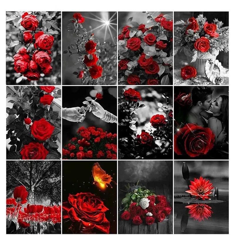 FIYO Full Square/Round Drill 5D DIY Diamond Painting "Rose Flower" Romantic Love Embroidery Cross Stitch Home Decor Mosaic Gift | Дом и
