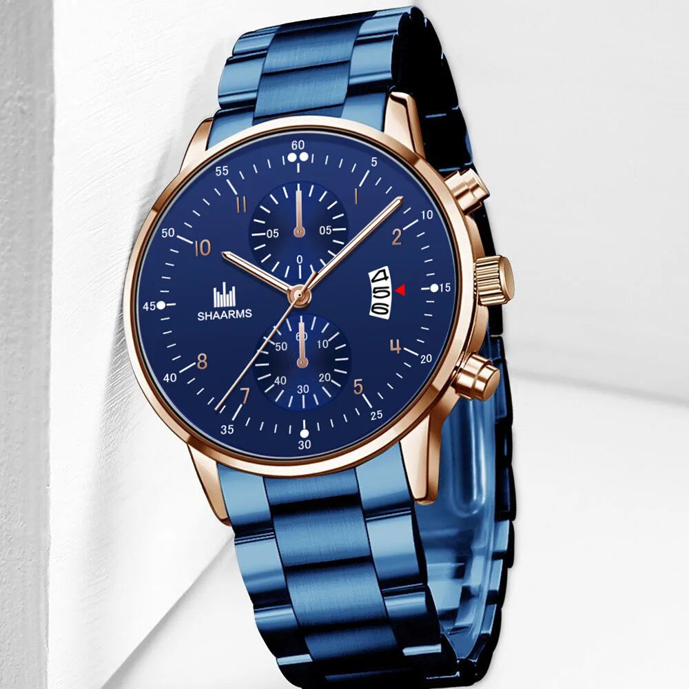 New Fashion Men Luxury Watches Male Business Calendar Stainless Steel Quartz Watch Mens Military Sports Watch Relogio Masculino 
New Fashion Men Luxury Watches Male Business Calendar Stainless Steel Quartz Watch Mens Military Sports Watch Relogio Masculino