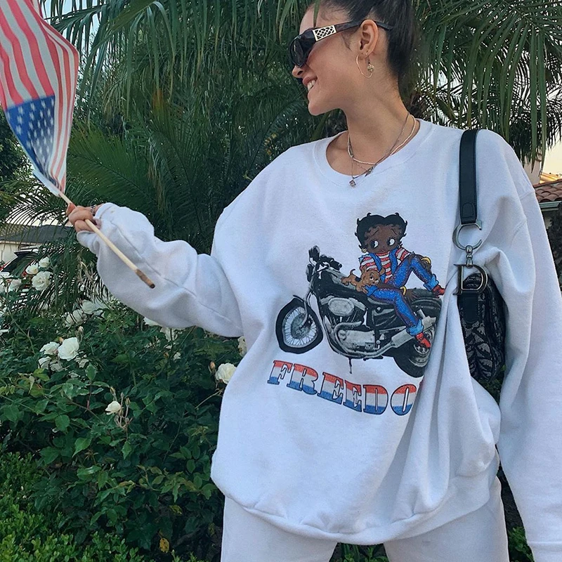 Oversize Loose Women Sweatshirts Fashion Sport Girls Casual Long Sleeve Pullovers Plus Size 2020 New Autumn Cotton Top L1170
Oversize Loose Women Sweatshirts Fashion Sport Girls Casual Long Sleeve Pullovers Plus Size 2020 New Autumn Cotton Top L1170