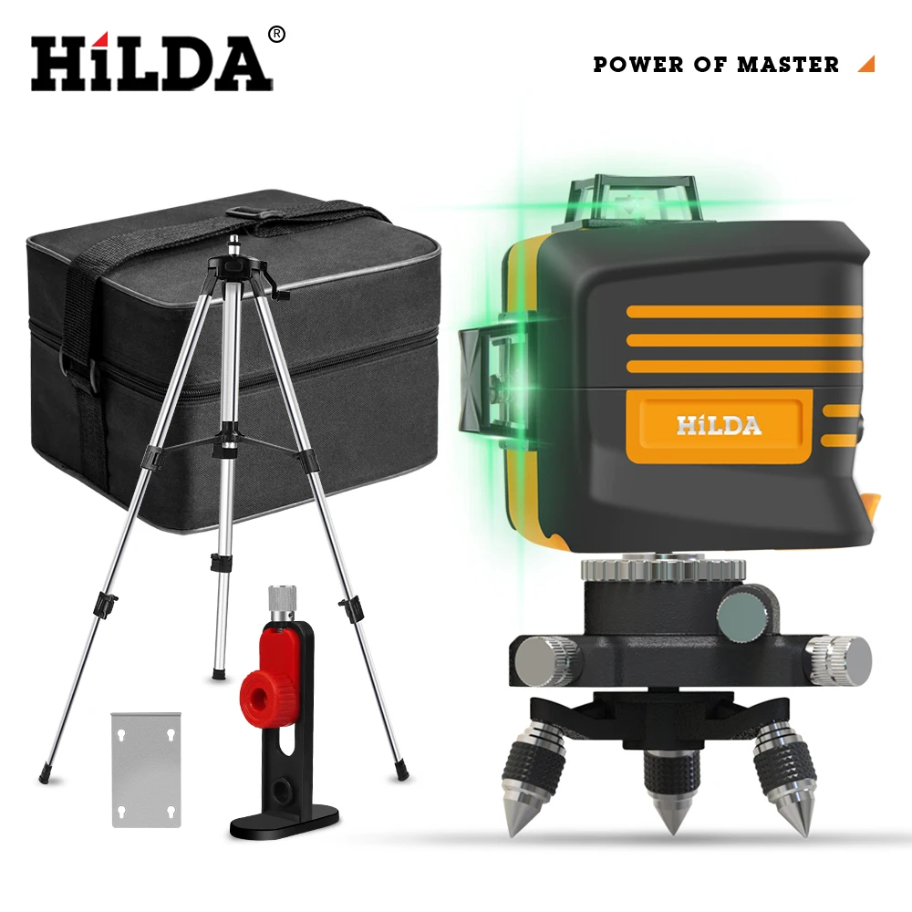 HILDA 12 Lines 3D Level Laser Level 360 Horizontal And Vertical Cross Super Powerful Green Auto Self-Leveling
HILDA 12 Lines 3D Level Laser Level 360 Horizontal And Vertical Cross Super Powerful Green Auto Self-Leveling