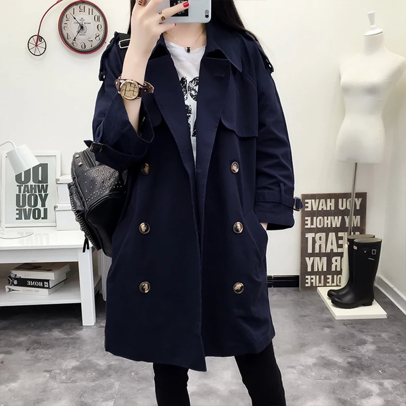 Ladies' Trench Women's Casual New Cotton Outerwear Plus Size Coats Medium Length Double-breasted Trench Coat Women Loose Trench
Ladies' Trench Women's Casual New Cotton Outerwear Plus Size Coats Medium Length Double-breasted Trench Coat Women Loose Trench