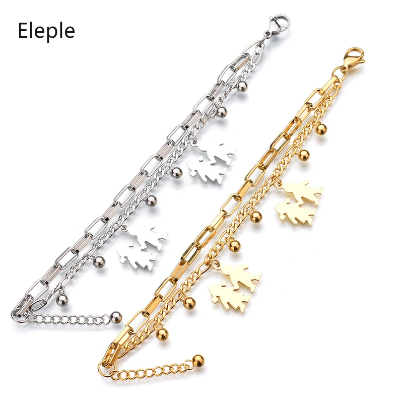 

Eleple Charm Cross Heart Multilayer Bracelet Bohemia Gold Color Stainless Steel Bracelets for Women Birthday Gifts Jewelry S-B32