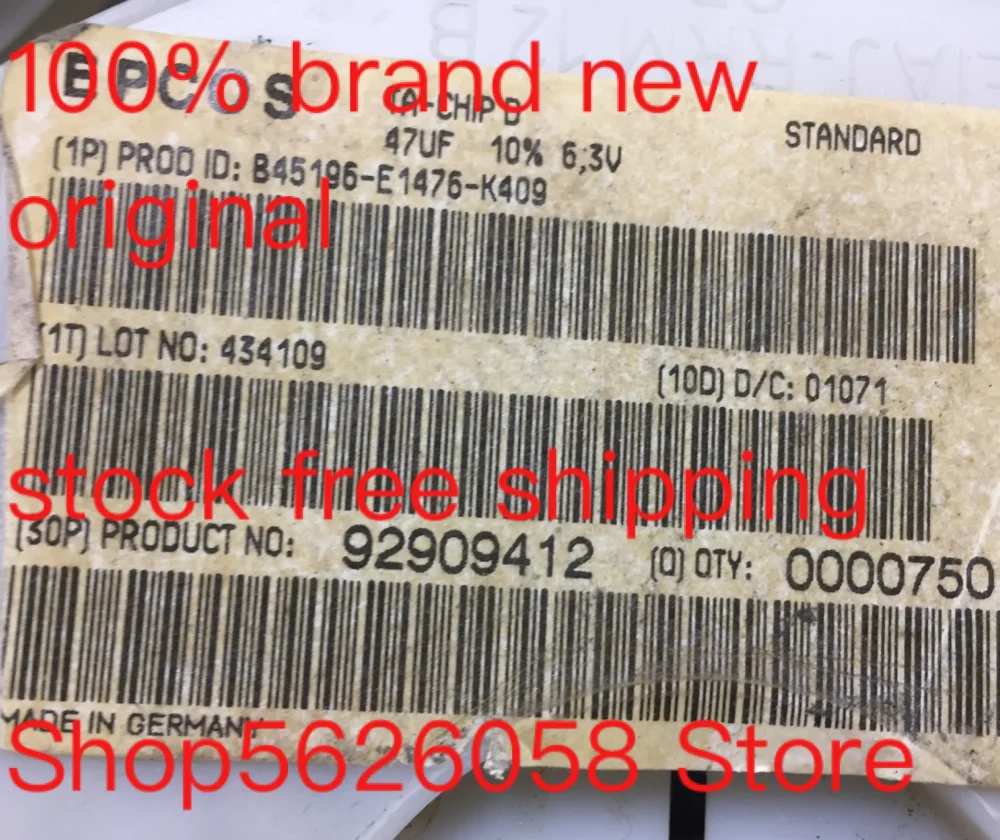 50 шт./лот B45196-E1476-K409 B45196E1476K409 SMD 100%, новинка, оригинал, бесплатная доставка
50 шт./лот B45196-E1476-K409 B45196E1476K409 SMD 100%, новинка, оригинал, бесплатная доставка