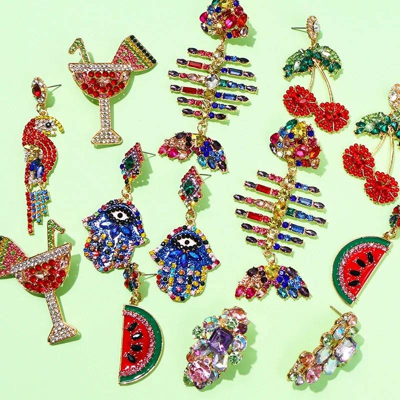 KOMi Fashion Enamel Rhinestone Earrings Colorful Devil Eyes Banana Strawberry Cactus Earrings for Women Ear Jewelry H0541
KOMi Fashion Enamel Rhinestone Earrings Colorful Devil Eyes Banana Strawberry Cactus Earrings for Women Ear Jewelry H0541