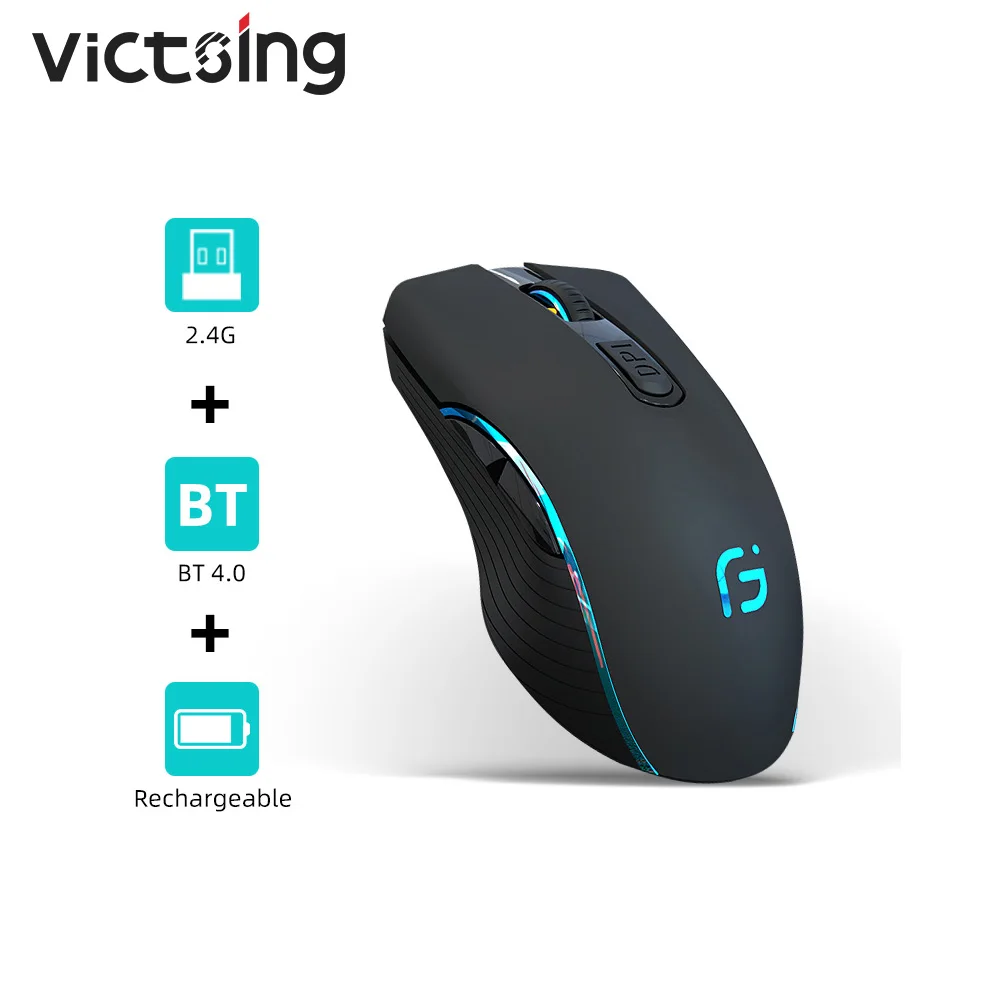 

VicTsing Wireless mouse Bluetooth 4.0+ 2.4G rechargeable 2400DPI adjustable ultra-thin silent ergonomic mouse For PC Laptop