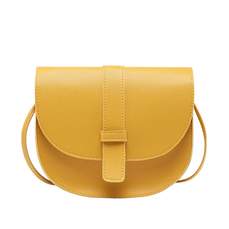 

2020Fresh Women Bags New Solid Color Ladies Single Shoulder Bag Fashion PU Sweet Saddle Bag