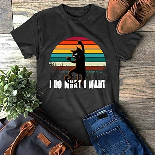 Винтажная футболка с надписью Do What I Want Cat Mom Lover Gift 100% хлопковая для мужчин и женщин