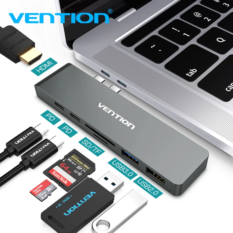 Vention USB-C Adapter Thunderbolt 3 Dock USB Type C to HDMI Converter For New Macbook Pro 2017 2018 usb-c Hub SD/TF Card Reader
Vention USB-C Adapter Thunderbolt 3 Dock USB Type C to HDMI Converter For New Macbook Pro 2017 2018 usb-c Hub SD/TF Card Reader