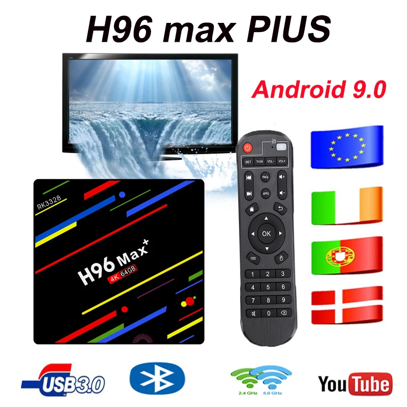 RK3328 H96 MAX Plus Android Smart TV Set Top Box DC 5V/2A WiFi 2.4G+5G Bluetooth Media Player for Europe iptv m3u subscription
RK3328 H96 MAX Plus Android Smart TV Set Top Box DC 5V/2A WiFi 2.4G+5G Bluetooth Media Player for Europe iptv m3u subscription