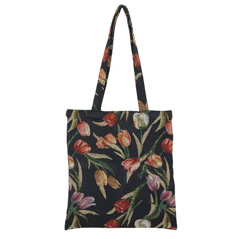 New Retro Canvas Tulip Shoulder Bag Women Simple Flower Eco Reusable Shopping Bag Floral Printing Handbags
New Retro Canvas Tulip Shoulder Bag Women Simple Flower Eco Reusable Shopping Bag Floral Printing Handbags