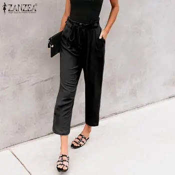 Women Elegant Solid Pants ZANZEA Female High Elastic Waist Ruffles Long Trousers Casual Loose Pockets Long Bottoms Streetwear
Women Elegant Solid Pants ZANZEA Female High Elastic Waist Ruffles Long Trousers Casual Loose Pockets Long Bottoms Streetwear