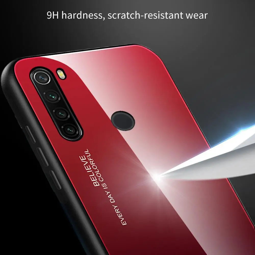 Тонкий чехол из закаленного стекла для Xiaomi Redmi K20 Note 7 Pro 8 8T 8A 7A градиентный 8t
