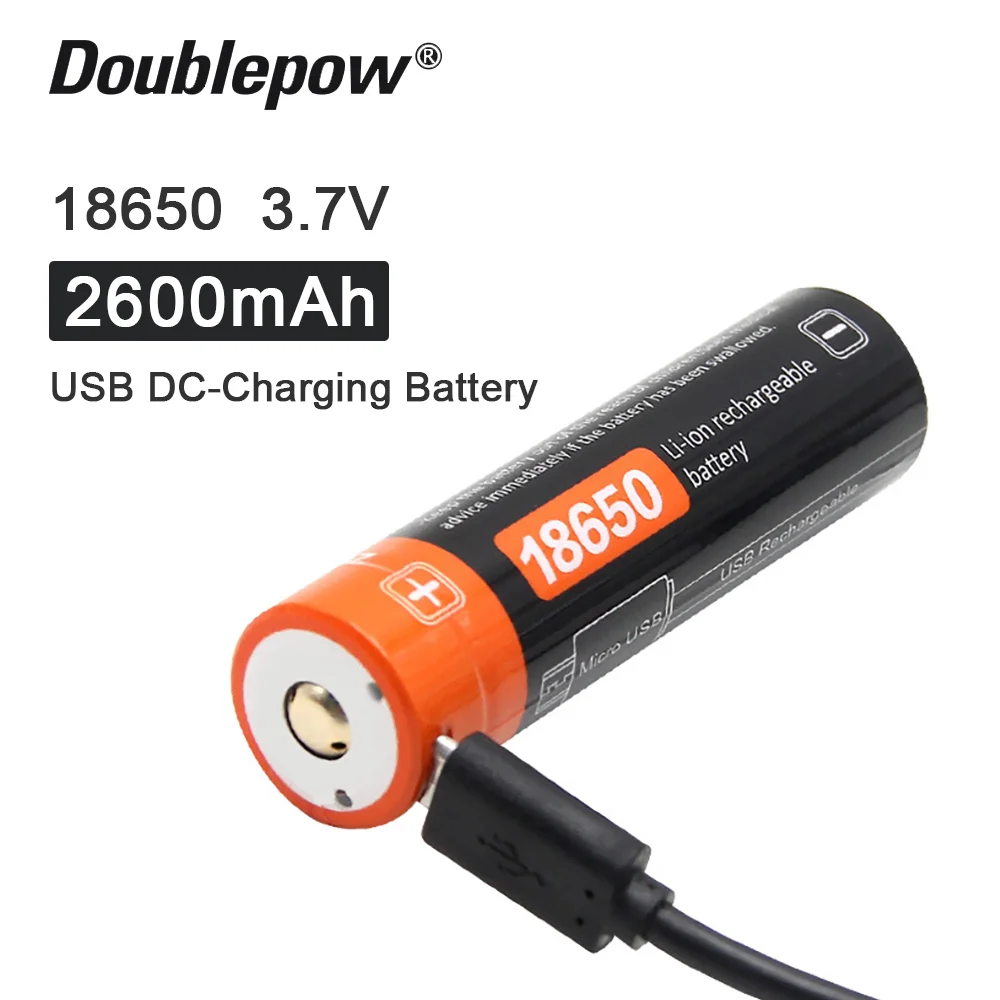 Doublepow DP-USB18650 2600mAh 3.7V Li-ion rechargeable batteryin Actual Capacity USB DC-Charging Advanced Imported Cell
Doublepow DP-USB18650 2600mAh 3.7V Li-ion rechargeable batteryin Actual Capacity USB DC-Charging Advanced Imported Cell