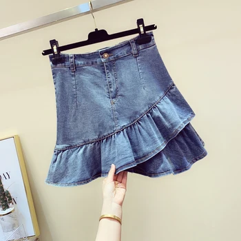 2020 Summer New Anti-Exposure Denim Skirt Package Hip High-Waist Irregular Flounced Fishtail Skirt Ladies Mini Skirts Mujer
2020 Summer New Anti-Exposure Denim Skirt Package Hip High-Waist Irregular Flounced Fishtail Skirt Ladies Mini Skirts Mujer