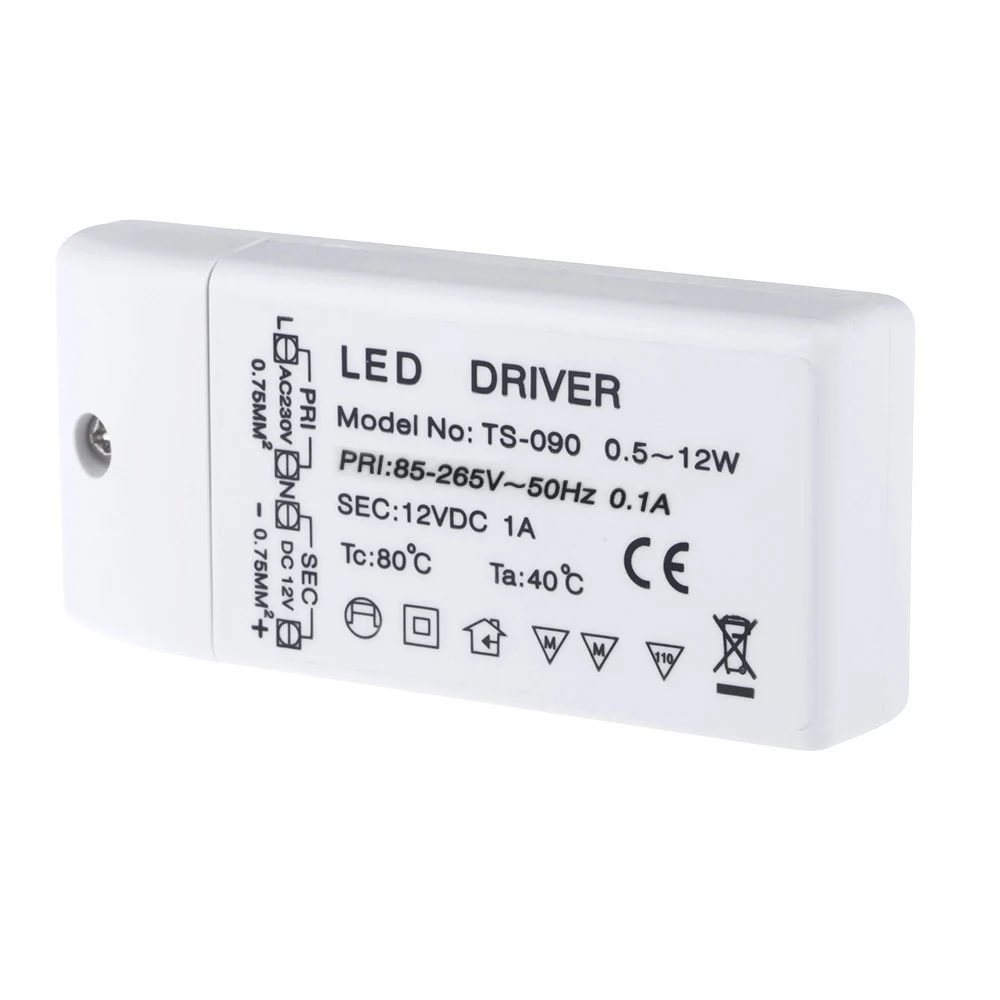 

AC85-265V to DC 12V SMD LED Driver Power Transformer for MR11/G4/MR16/GU5.3 Light Bulbs 12 Watt