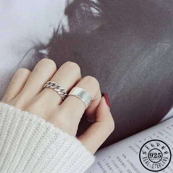 925 Sterling Silver Statement Wide Band Open Finger Ring Adjustable Knuckle Party Kpop Chain Type Thai Silver Rings for Women
925 Sterling Silver Statement Wide Band Open Finger Ring Adjustable Knuckle Party Kpop Chain Type Thai Silver Rings for Women