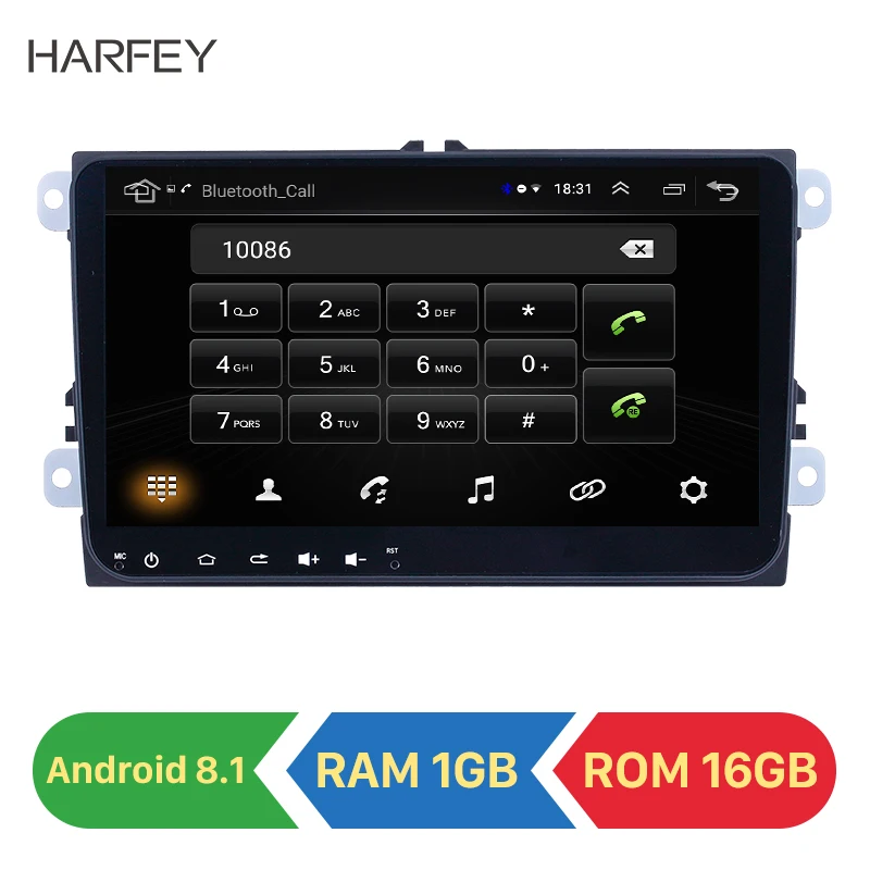 Harfey 9 дюймов Автомобильный Android 8 1 2 Din радио GPS для Фольксваген Шкода Октавия Гольф
