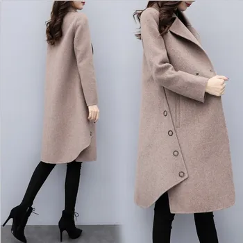 Womens hot sale winter wear loose large size long wool coat thickening overcoat lady Pure color outercoat
Womens hot sale winter wear loose large size long wool coat thickening overcoat lady Pure color outercoat