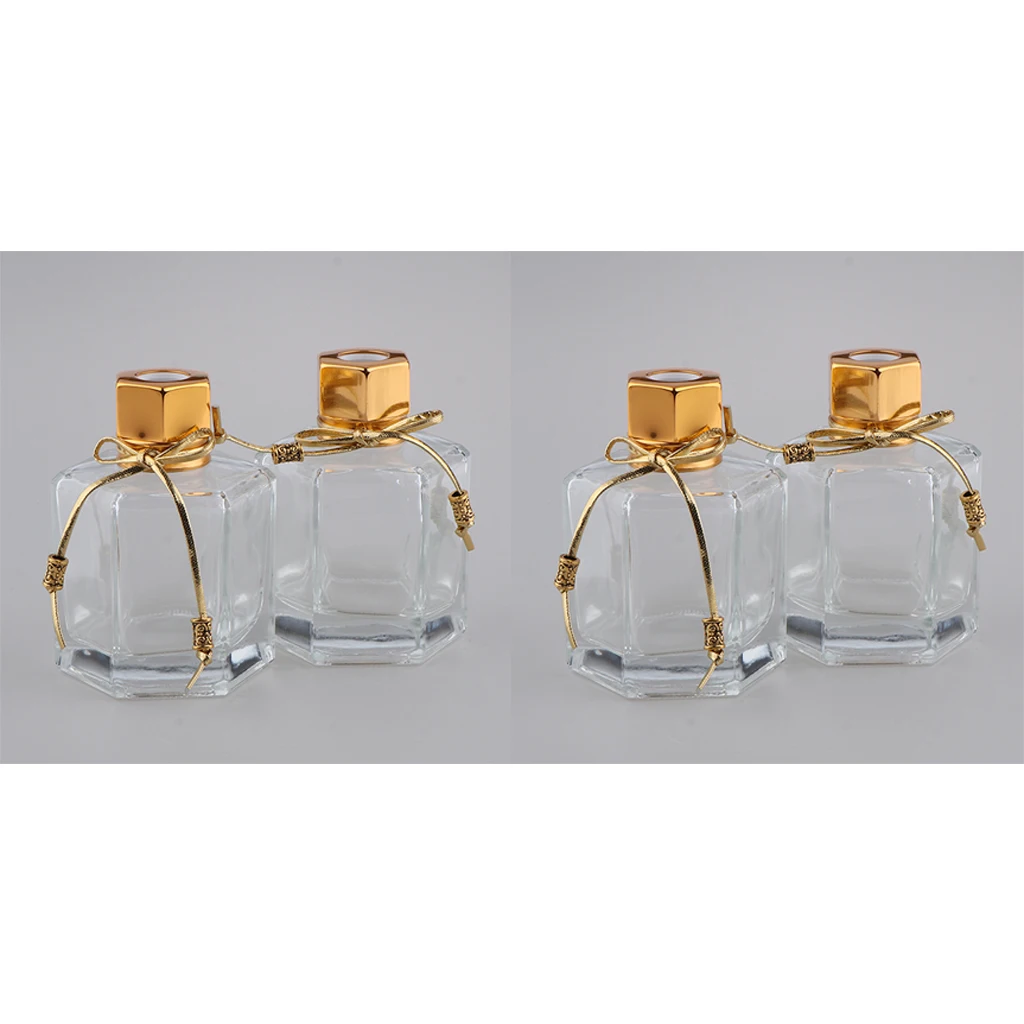Gold 4Pcs 100ml Aroma Glass Diffuser Bottles Hexagonal Oil Containers Decors Gold 4Pcs 100ml Aroma Glass Diffuser Bottles Hexagonal Oil Containers Decors