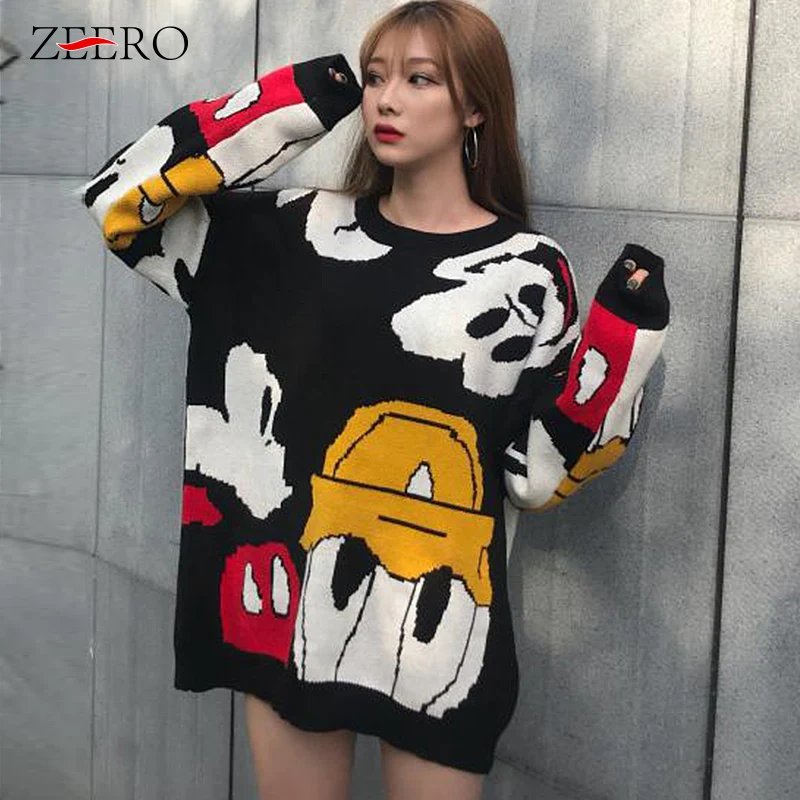 2019 Autumn and Winter Korea New Duck Cartoon Mouse Oversize Sweater Loose Personality Sweater Cartoon Female Long Top Pollovers
2019 Autumn and Winter Korea New Duck Cartoon Mouse Oversize Sweater Loose Personality Sweater Cartoon Female Long Top Pollovers