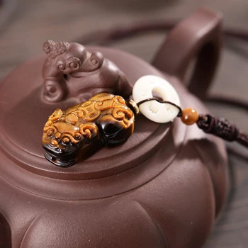 Tiger-eye Stone Handcarved Pi Yao Eaten Mantra Corn Pendant Necklace Couple Money Rich Symbol Jewelry
Tiger-eye Stone Handcarved Pi Yao Eaten Mantra Corn Pendant Necklace Couple Money Rich Symbol Jewelry