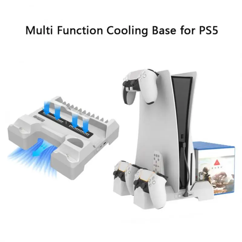 Охлаждающая база для PS5, вертикальная подставка для игровой приставки, геймпад, зарядная станция, док-станция для хранения CD-дисков для PS5
Охлаждающая база для PS5, вертикальная подставка для игровой приставки, геймпад, зарядная станция, док-станция для хранения CD-дисков для PS5