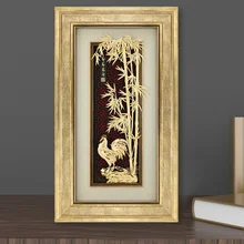 3d bambu pintura 24 k folha de ouro parede fotos do zodíaco chinês frango arte da parede fotos para sala estar decoração casa 31x54cm(China)