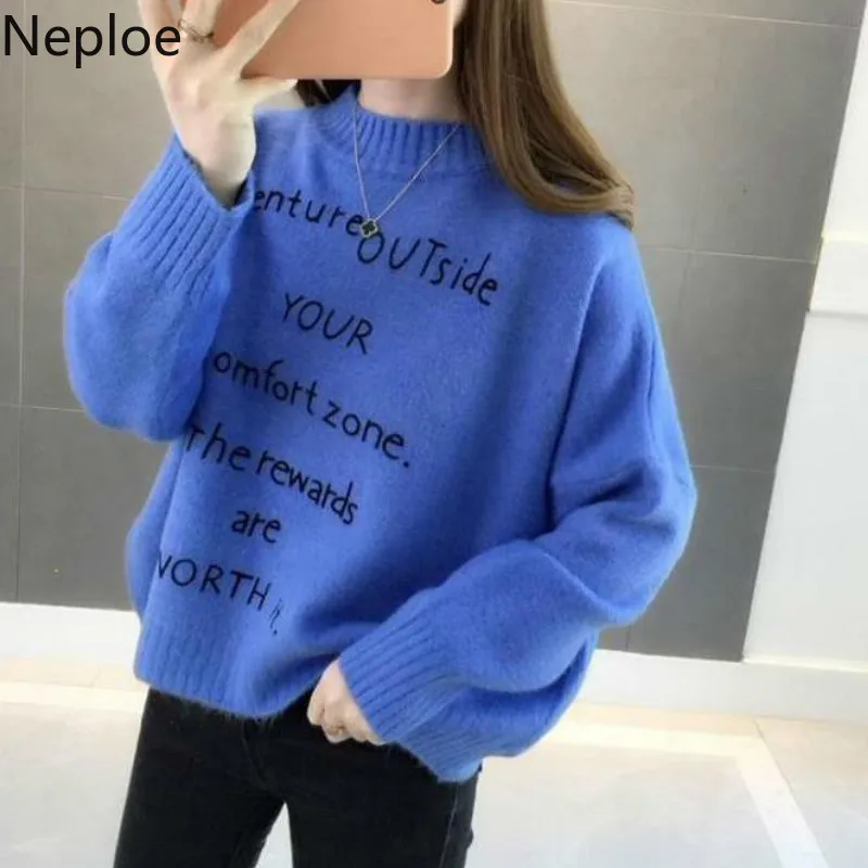 Korean Autumn Winter News Lazy Style Letter Knitted Sweaters Loose Turtleneck Wild Pullovers Cute Soft Mujer Invierno 45569
Korean Autumn Winter News Lazy Style Letter Knitted Sweaters Loose Turtleneck Wild Pullovers Cute Soft Mujer Invierno 45569