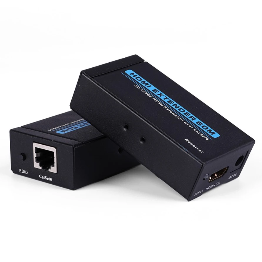60M HDMI Extender 1080p 3D HDMI Transmitter Receiver over Cat 5e/6 RJ45 Ethernet Converter
60M HDMI Extender 1080p 3D HDMI Transmitter Receiver over Cat 5e/6 RJ45 Ethernet Converter