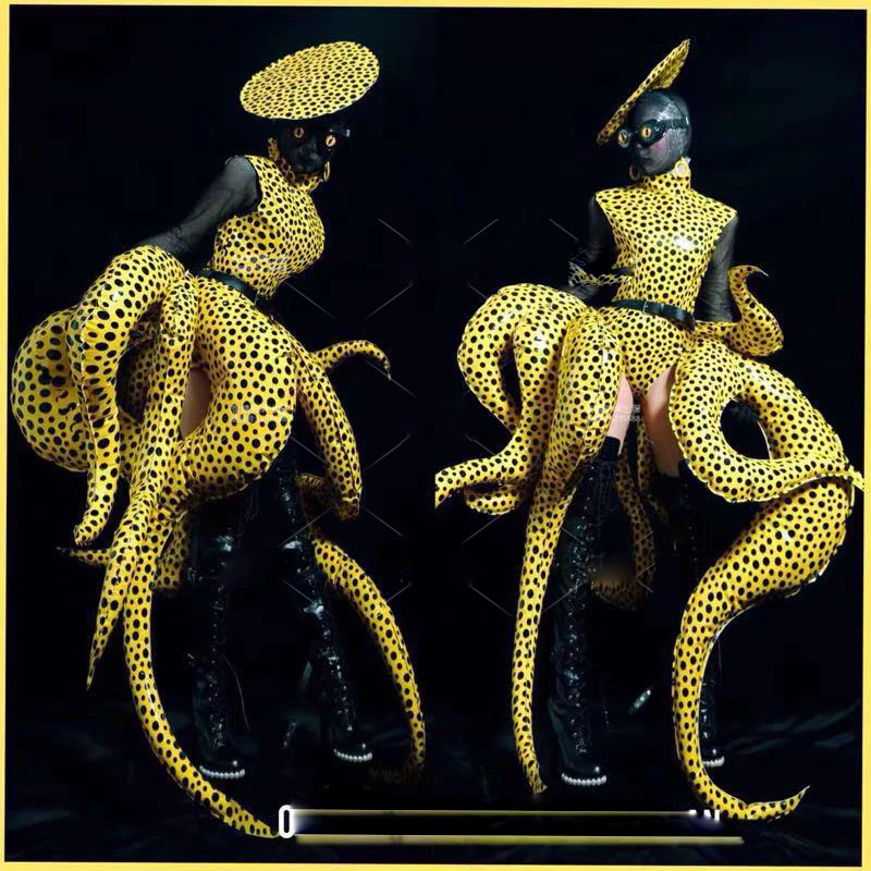 

Stage show Bar GOGO Octopus Ocean Series Octopus Costume Yellow Polka Dot Playground Sea World Cruiser