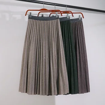 Spring Summer New pleated sequins Skirts Korean retro Chic High waist Skirts fashion Solid color All-match A-type skirts
Spring Summer New pleated sequins Skirts Korean retro Chic High waist Skirts fashion Solid color All-match A-type skirts