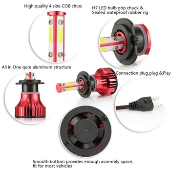 2pcs 4 Side H7 LED Headlight Kit 2000W 6000K 300000LM Replacement Light Bulb
2pcs 4 Side H7 LED Headlight Kit 2000W 6000K 300000LM Replacement Light Bulb