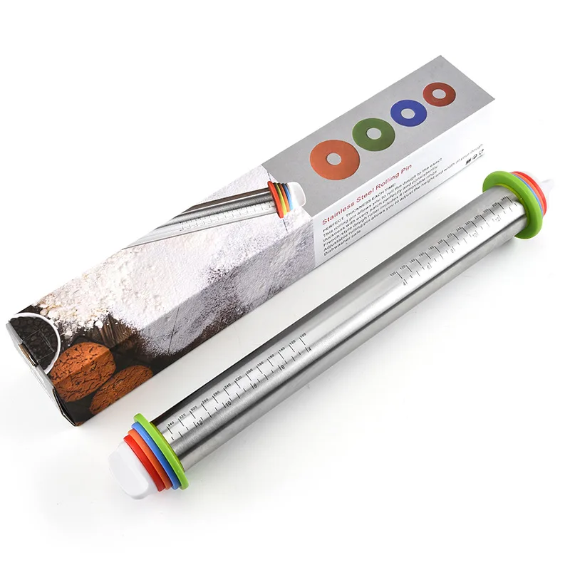 Hot Sell Stainless Steel Rolling Pin Adjustable Thickness Flour Stick with Scale Rolling Pin Dough Kneading Tool Bakeware Tools
Hot Sell Stainless Steel Rolling Pin Adjustable Thickness Flour Stick with Scale Rolling Pin Dough Kneading Tool Bakeware Tools