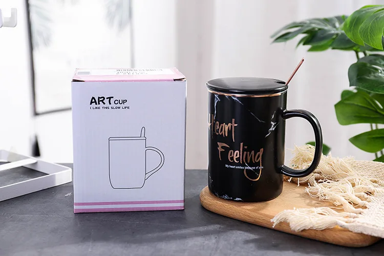 with lid spoon mug letter business office cup couple cups